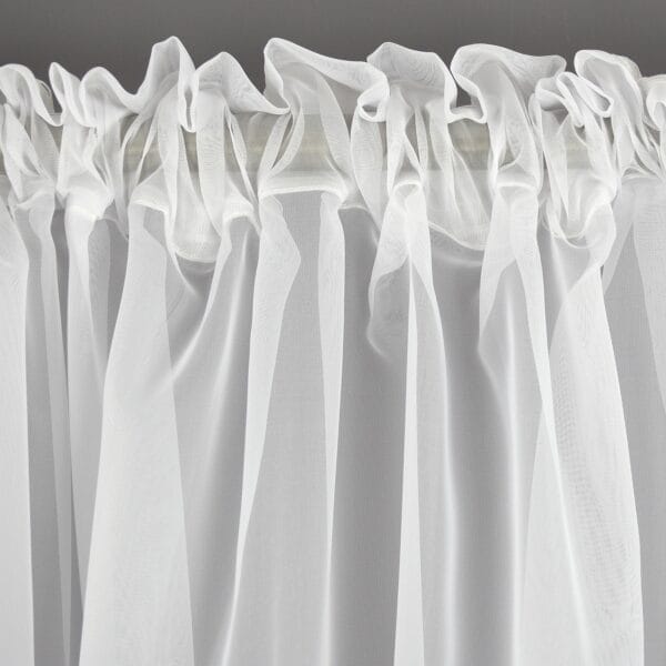 ŚNIEŻNOBIAŁA FIRANA NA TAŚMIE GOTOWA Z WOALU GŁADKA BIAŁA