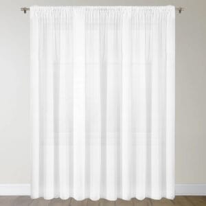 ŚNIEŻNOBIAŁA FIRANA NA TAŚMIE GOTOWA Z WOALU GŁADKA BIAŁA