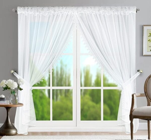 ŚNIEŻNOBIAŁA ELEGANCKA FIRANA Z GIPIURĄ 400X250 CM