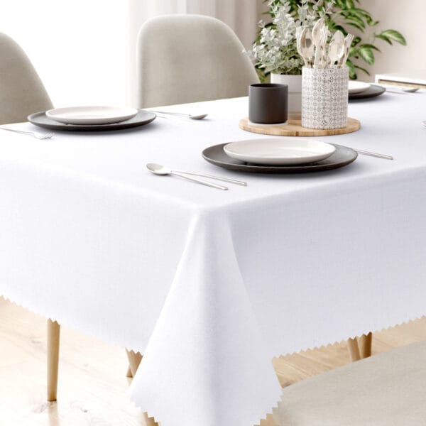 ELEGANCKI ŚNIEŻNOBIAŁY OBRUS PLAMOODPORNY