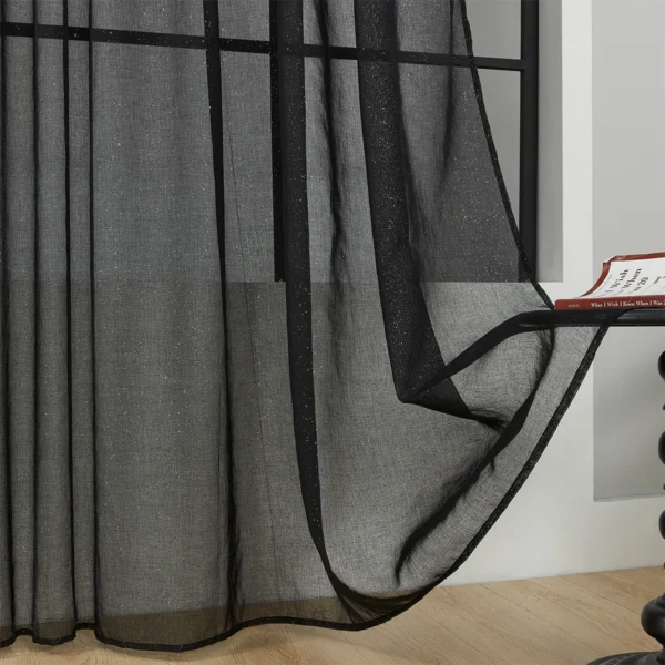 FIRANA GOTOWA BATYST CZARNY ZE SREBRNYMI DROBINKAMI