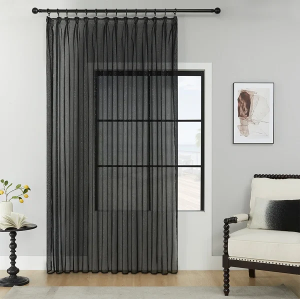 FIRANA GOTOWA BATYST CZARNY ZE SREBRNYMI DROBINKAMI