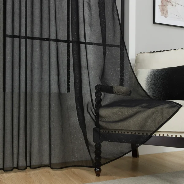 FIRANA GOTOWA BATYST CZARNY ZE SREBRNYMI DROBINKAMI