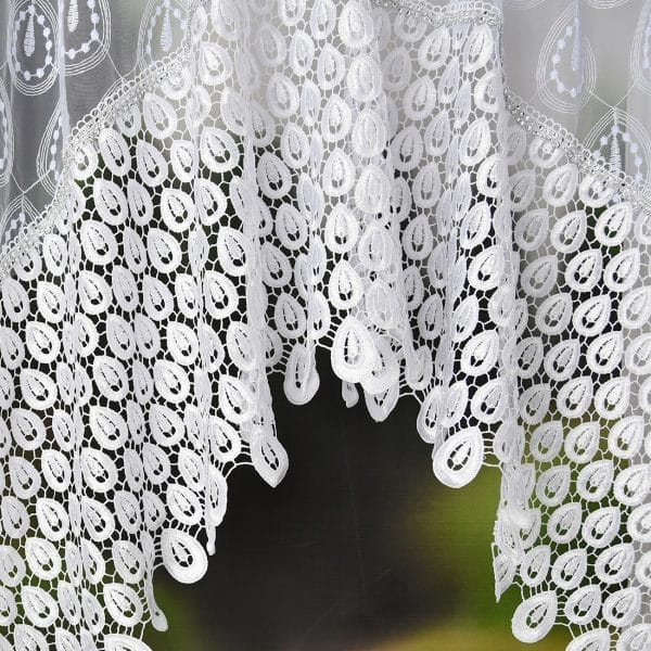 FIRANA GOTOWA Z HAFTEM ZDOBIONA GIPIURĄ W KWIATY 300X100 CM