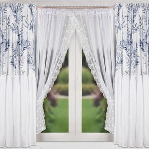 KOMPLET ZASŁON W LIŚCIE Z FIRANĄ Z GIPIURĄ