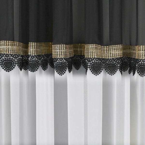 FIRANA WOALOWA ZE ZŁOTYMI CYRKONIAMI I GIPIURĄ 400X150 CM