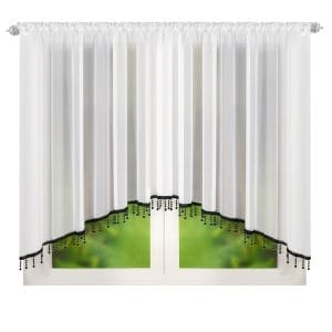 FIRANA WOALOWA SZYTA W ŁUK Z KORALIKAMI 400X155 CM