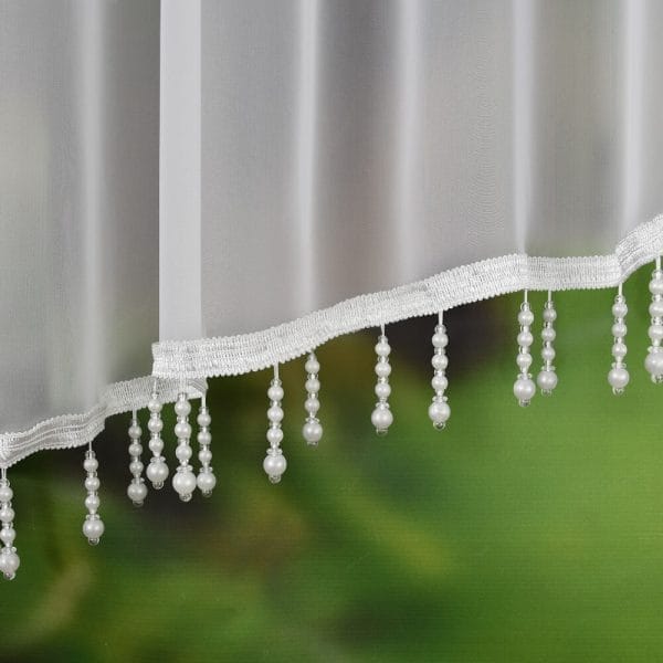 FIRANA WOALOWA SZYTA W ŁUK Z KORALIKAMI 400X155 CM