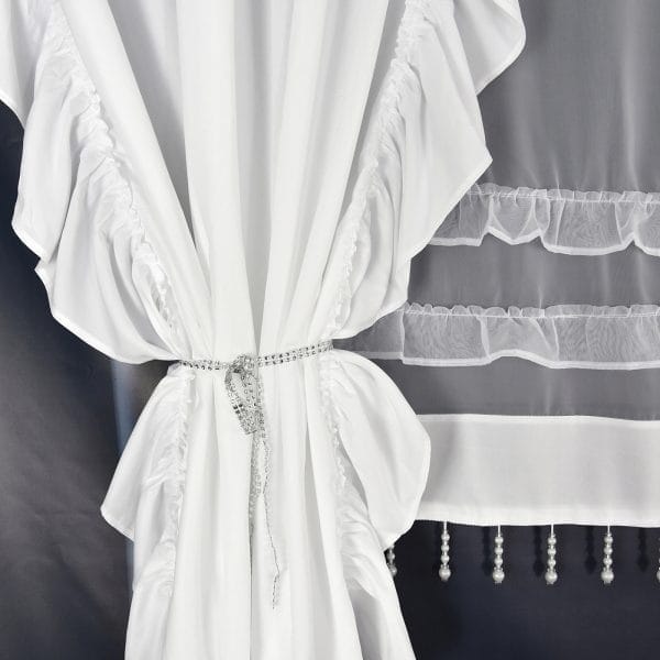 ZESTAW DEKORACYJNY Z ZASŁONAMI I PANELEM Z KORALIKAMI 300X160 CM