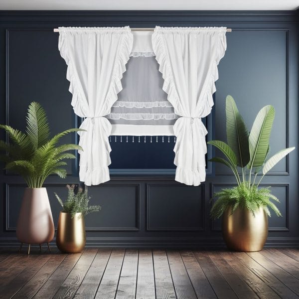 ZESTAW DEKORACYJNY Z ZASŁONAMI I PANELEM Z KORALIKAMI 300X160 CM