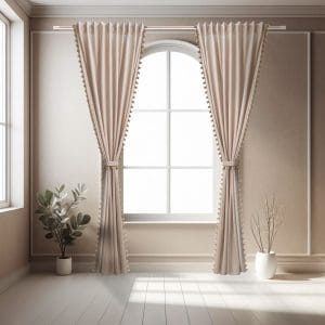 zasłona z pomponikami