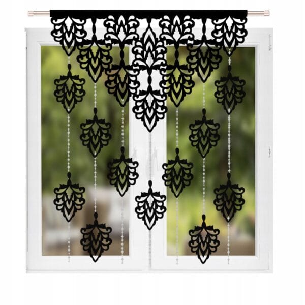 PANEL AŻUROWY CZARNY Z KRYSZTAŁKAMI 110X150 CM