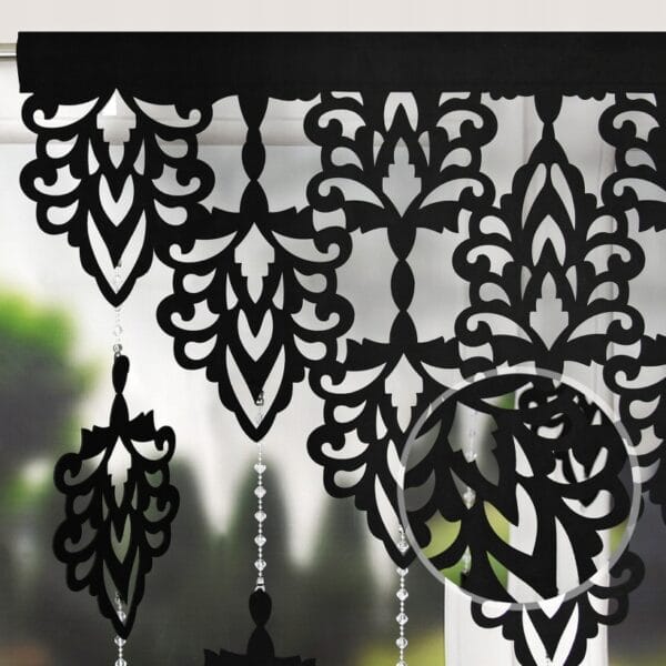 PANEL AŻUROWY CZARNY Z KRYSZTAŁKAMI 110X150 CM