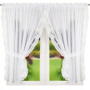 WOALOWA FIRANA OBSZYTA GIPIURĄ SPINANA W KOKONY 400X155 CM