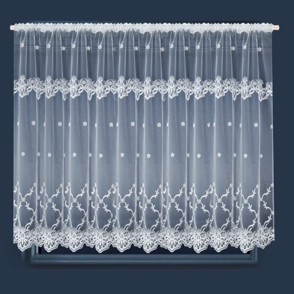 FIRANA GOTOWA Z MARKIZETY ZDOBIONA HAFTEM NA TAŚMIE MARSZCZĄCEJ GRACJA