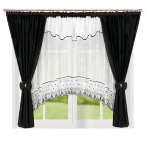 ZESTAW DEKORACYJNY Z OZDOBNĄ WSTAWKĄ I ZASŁONAMI 400X160 CM