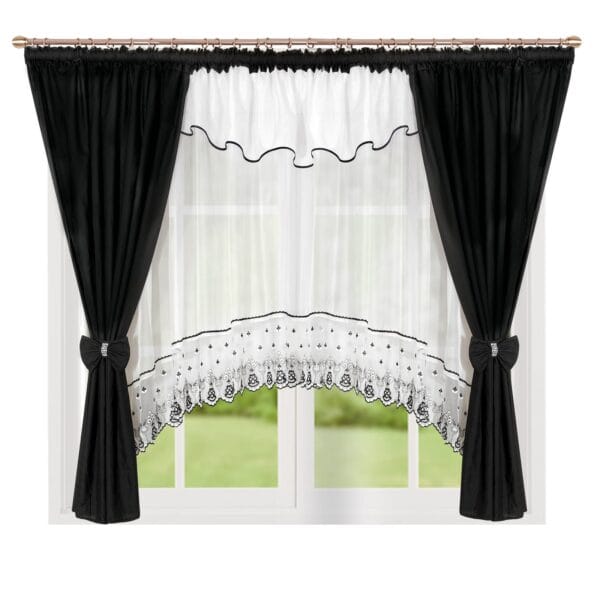 ZESTAW DEKORACYJNY Z OZDOBNĄ WSTAWKĄ I ZASŁONAMI 400X160 CM