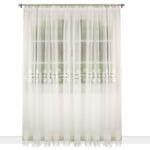 DŁUGA FIRANA WOALOWA Z GIPIURĄ ORAZ HAFTEM W KOLORZE ECRU 400X250 CM