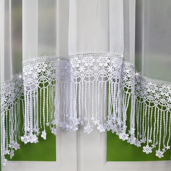 FIRANA NA TAŚMIE MARSZCZĄCEJ Z GIPIURĄ I CYRKONIAMI 400X180 CM