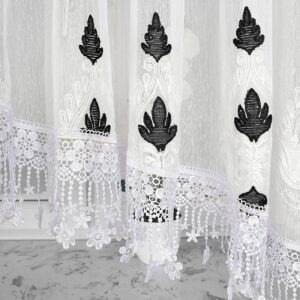 FIRANA GOTOWA Z HAFTEM WYKOŃCZONA KORONKĄ GIPIUROWĄ 400×160 CM