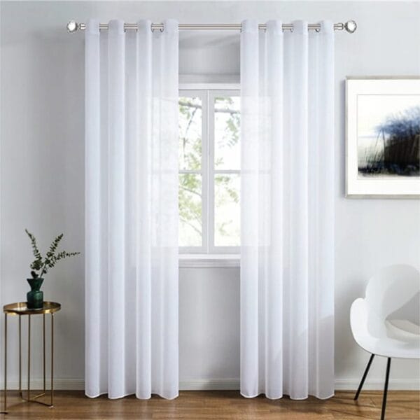 ŚNIEŻNOBIAŁA FIRANA NA PRZELOTKACH GOTOWA Z WOALU GŁADKA BIAŁA