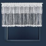 KRÓTKA FIRANA WOALOWA Z HAFTEM I GIPIURĄ NA TAŚMIE MARSZCZĄCEJ 400X90 CM