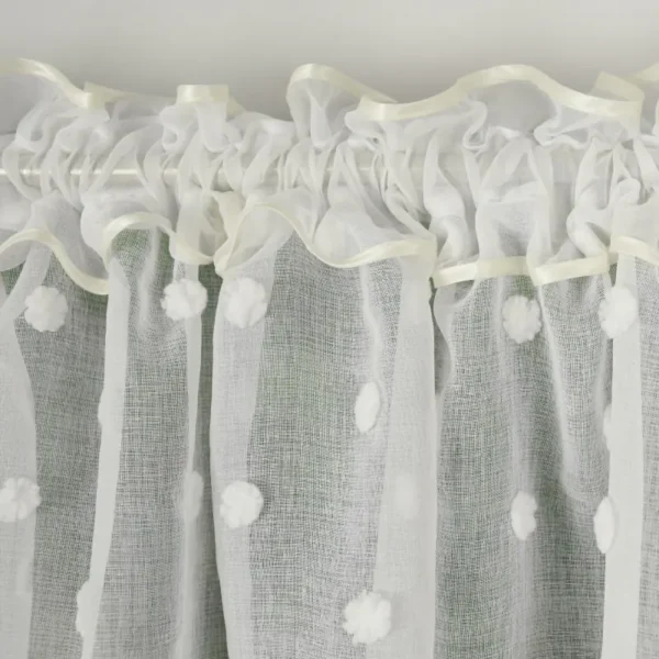 Firana sable 200x105 cm zdobiona pomponikami na taśmie SABLINA