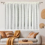 Firana sable 200x105 cm zdobiona pomponikami na taśmie SABLINA