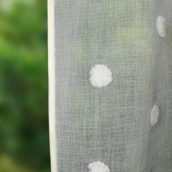 Firana sable 200x105 cm zdobiona pomponikami na taśmie SABLINA