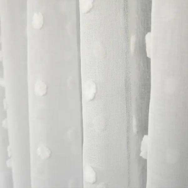 Firana sable 200x105 cm zdobiona pomponikami na taśmie SABLINA