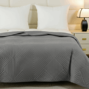 Narzuta na łóżko 200x220 cm jasnoszara pikowana dwustronna MILA