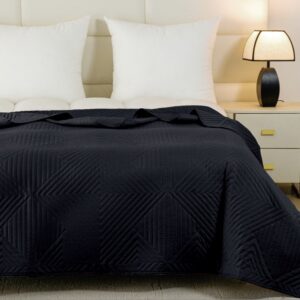 Narzuta na łóżko 200×220 cm czarna pikowana dwustronna MILA